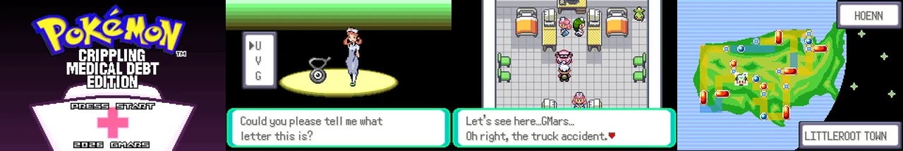 Pokemon Crippling Medical Debt Edition 1.1:封面与游戏配图