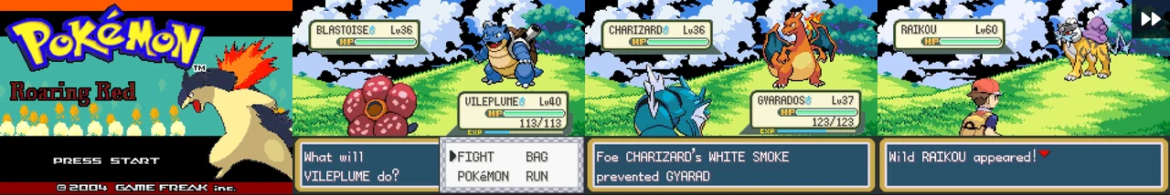Pokemon Roaring Red 2.0:封面与游戏配图