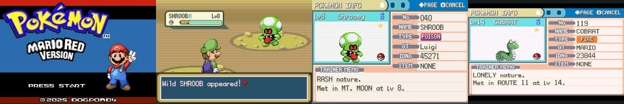 Pokemon Mario Red & Luigi Green 1.0:封面与游戏配图